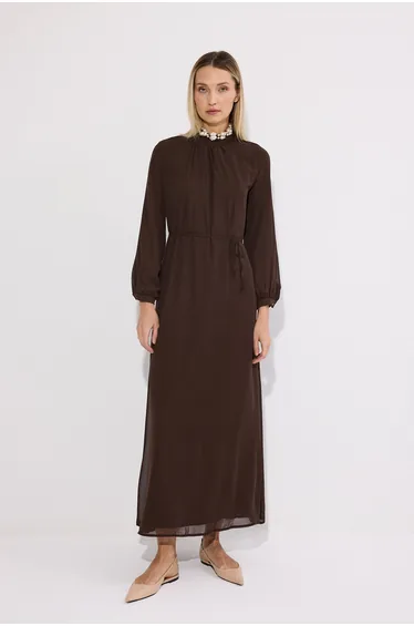 HIGH-NECK CHIFFON DRESS