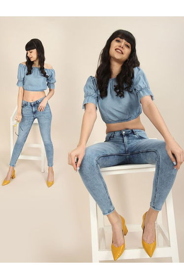 Women Blue Skinny Fit Faded Jeans