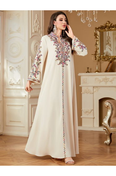 Women Sequin Patch Detail Long Sleeve Jalabiya