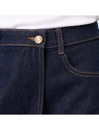 High-waisted denim skort BLUE - 3