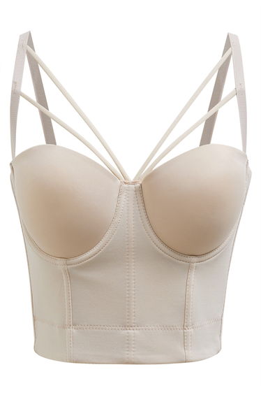 Flattering Corset Push-Up Bra Top in Apricot