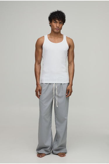 Wide Leg Stripe Lounge Bottoms - mono