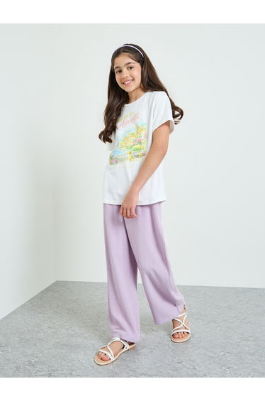 Teen Girls Wide Leg Viscose Blend Pants