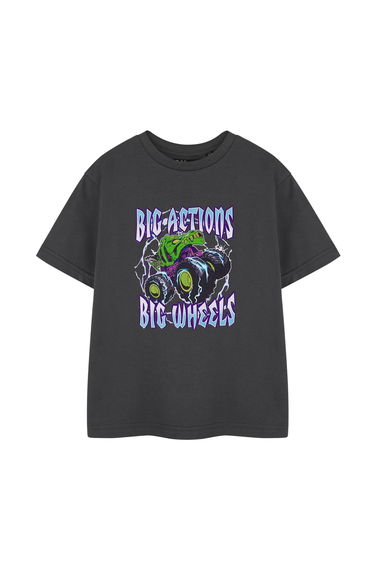 Hot Wheels Boys Big Action Short-Sleeved T-Shirt - Charcoal