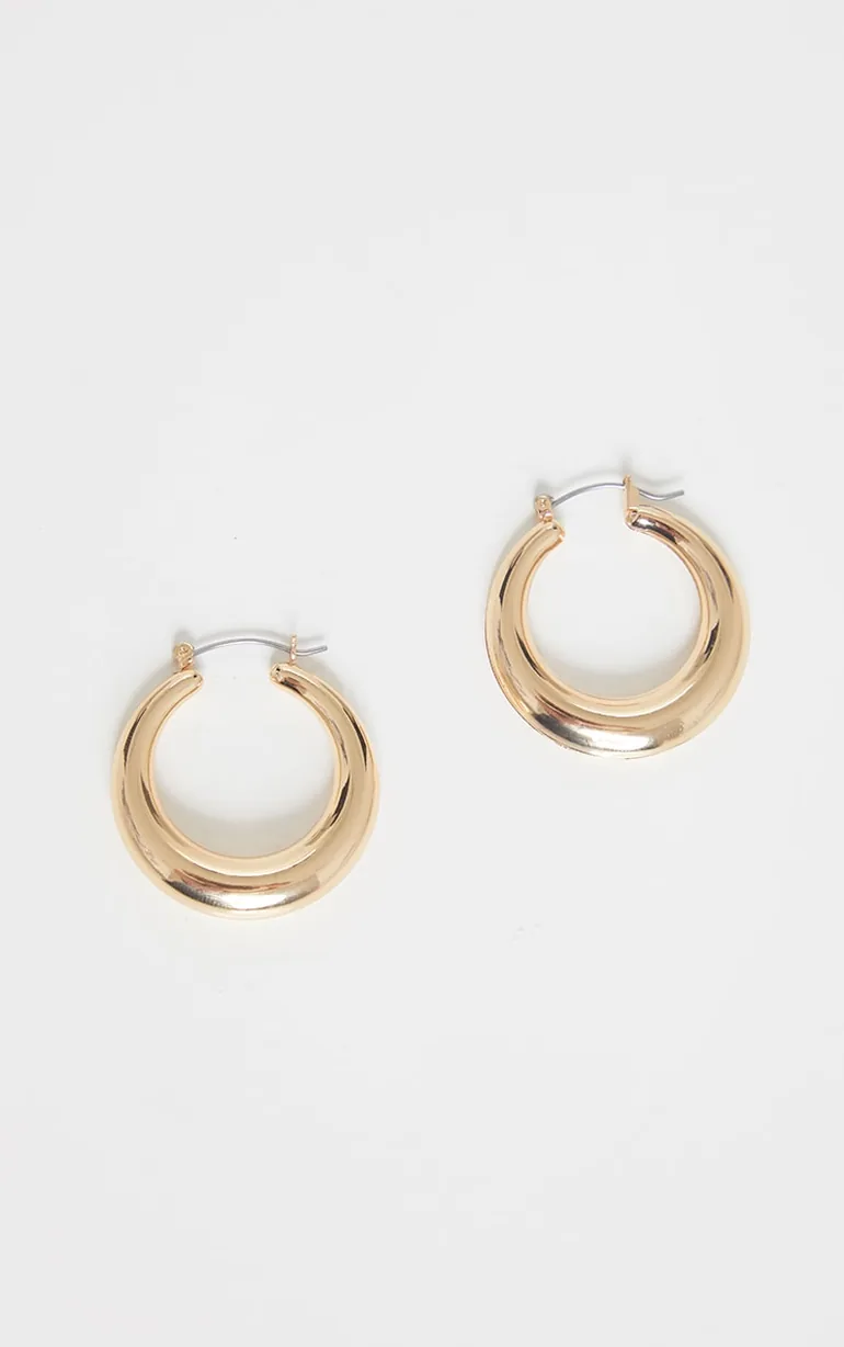 Gold Hoop Circular Earrings - 2
