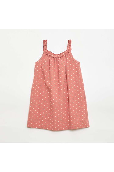 Strappy Dress with Ruffled Collar PINK