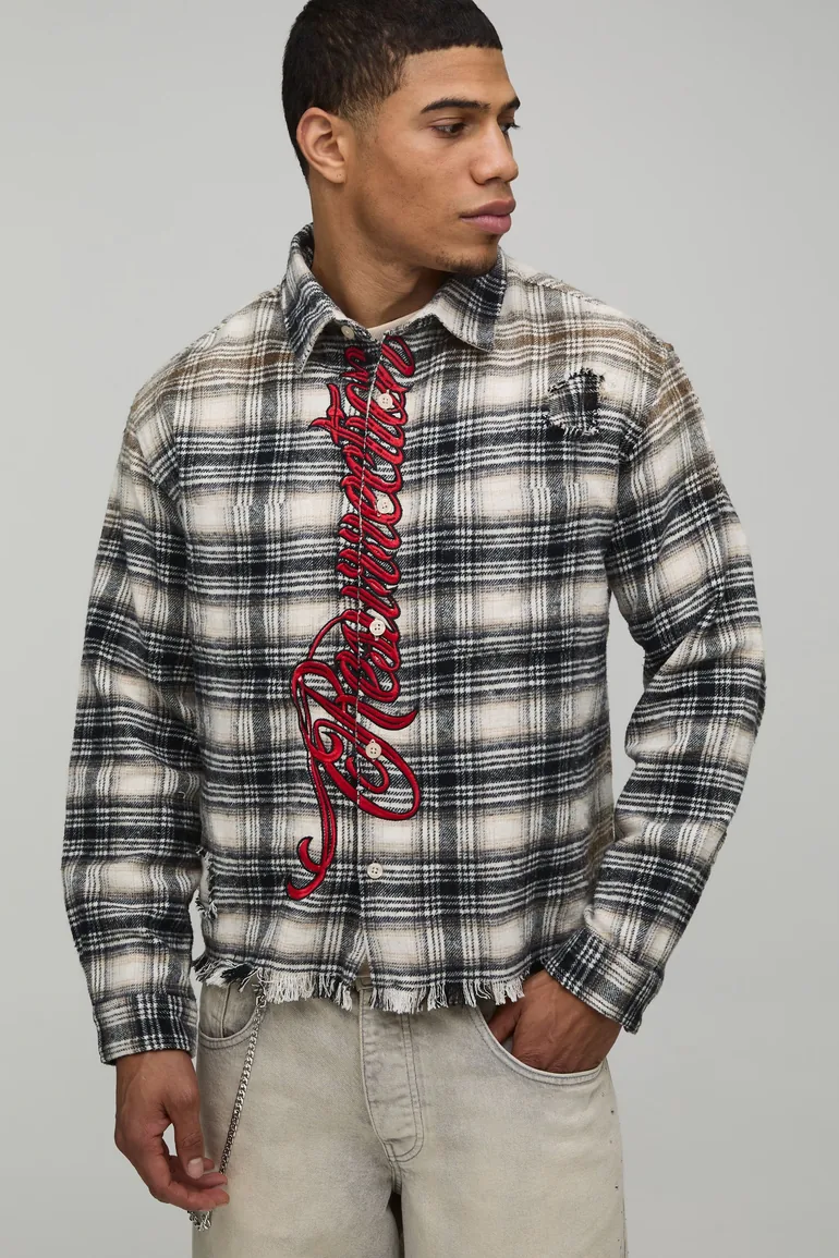 قميص  متعدد الالوان بطبعة كاروهات بأكمام طويلة