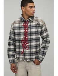 قميص  متعدد الالوان بطبعة كاروهات بأكمام طويلة