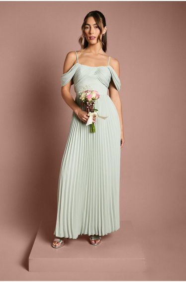Bardot Pleated Maxi Dress