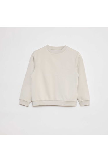 Plain brushed sweatshirt WHITE