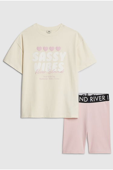 Girls Yellow Sassy Vibes T-shirt Set