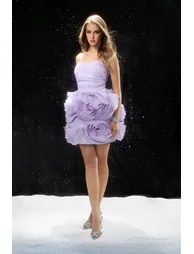 Call Me Darling Purple Rosette Applique Strapless Mini Dress - 3