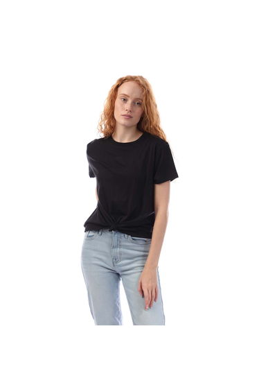 Women's DKNY Embellished Logo Knot T-Shirt in Black