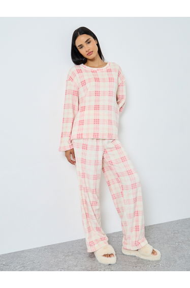 Check Fleece Top and Straight Pyjama Set