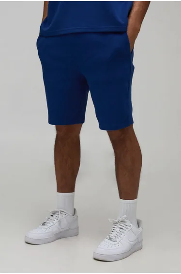 Slim Fit Waffle Shorts - navy