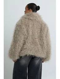 Plus Mongolian Faux Fur Jacket - stone - 2