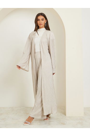Women Cream Textured Wide Leg Trousers