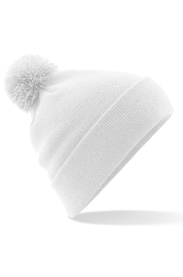 Beechfield Unisex Original Pom Pom Winter Beanie Hat - White