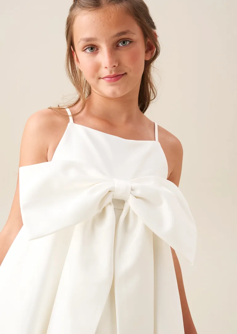 Gabriella Bow Pleat Dress - White - 2