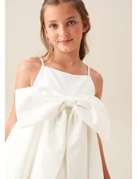 Gabriella Bow Pleat Dress - White - 2