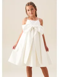 Gabriella Bow Pleat Dress - White