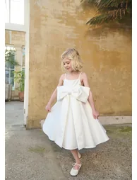 Gabriella Bow Pleat Dress - White - 5