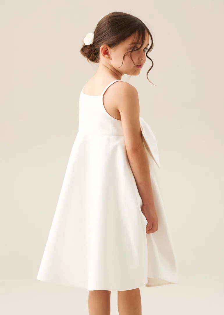 Gabriella Bow Pleat Dress - White - 3