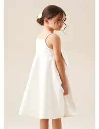Gabriella Bow Pleat Dress - White - 3