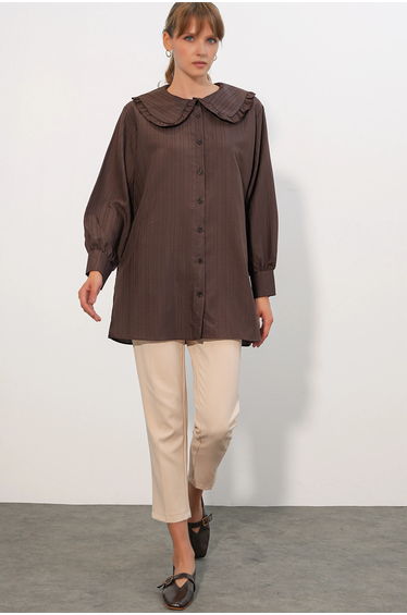 BDART Long-sleeve Textured Shirt With Baby Collar