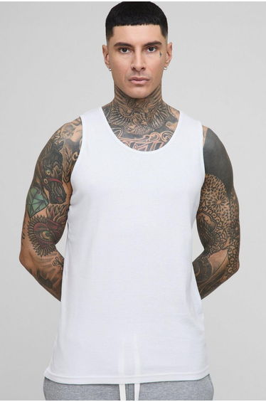 Tall Basic Ribbed Vest - white