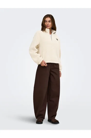 Sherpa Half Zip Sweatshirt with Heart On Chest
