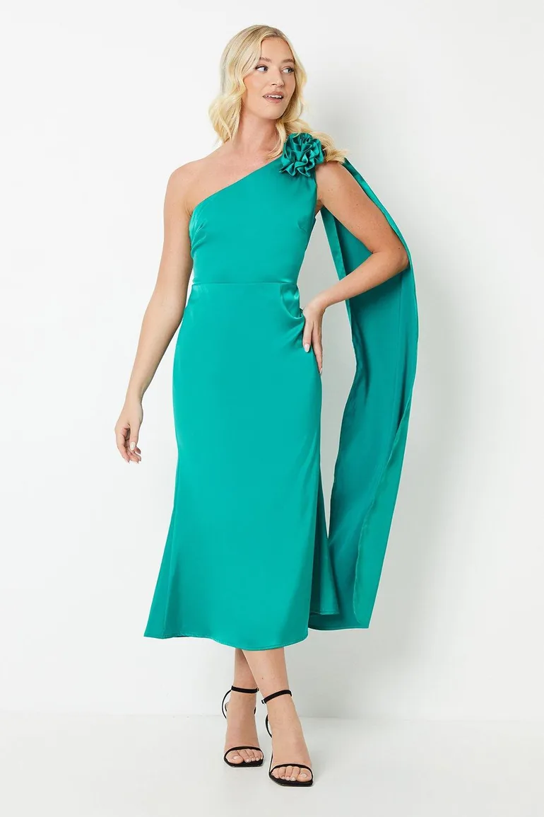Debut London by Coast Corsage And Cape Detail Dress - green
