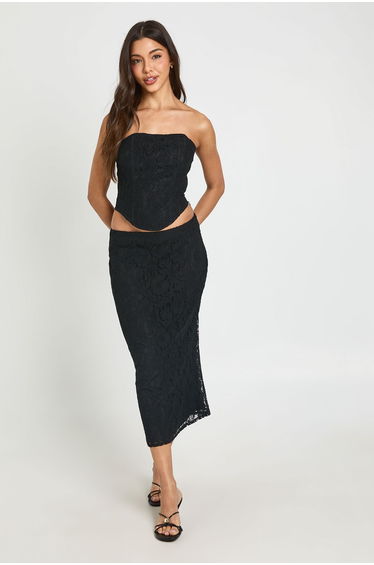 Lace Midaxi Skirt - black