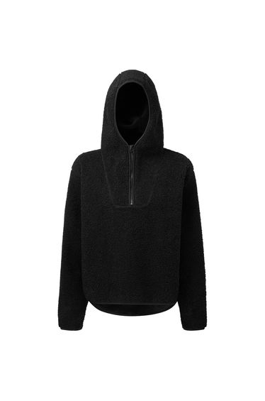 TriDri Womens/Ladies Sherpa Fleece Quarter Zip Hoodie - Black