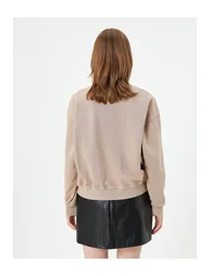 Crew Neck Sweatshirt Cotton Long Sleeve Ribbed - 3