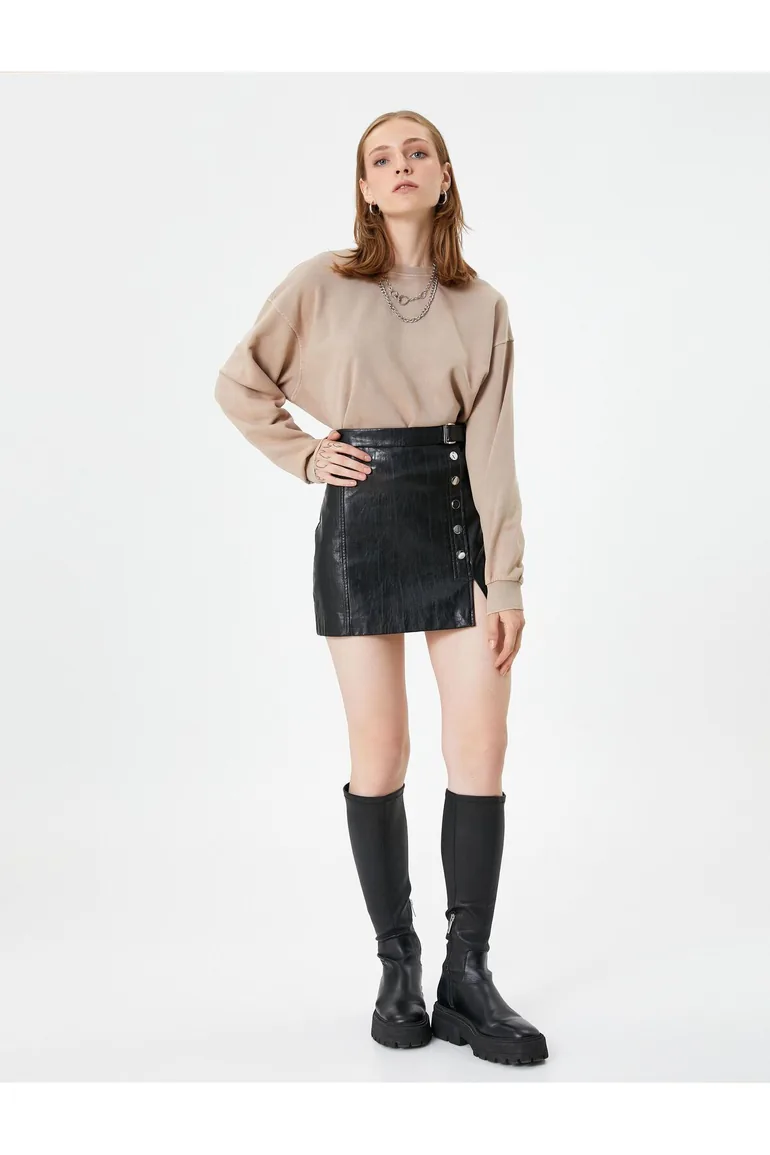 Crew Neck Sweatshirt Cotton Long Sleeve Ribbed