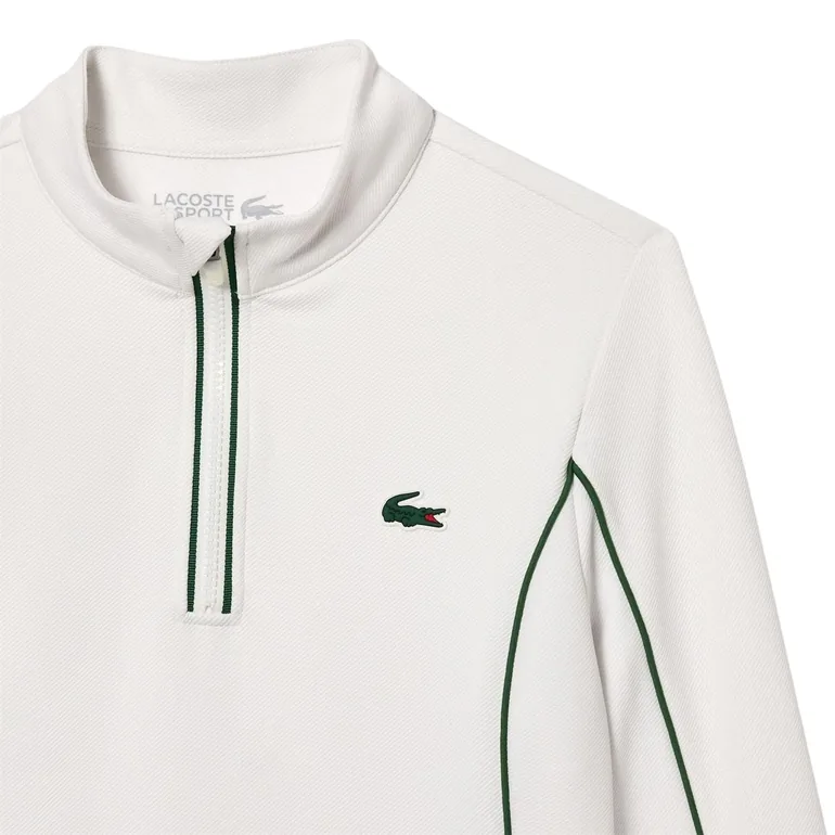 Lacoste Womens/Ladies Quarter Zip Tennis Sweatshirt - White/Green - 3