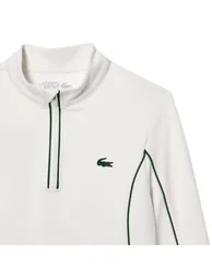 Lacoste Womens/Ladies Quarter Zip Tennis Sweatshirt - White/Green - 3