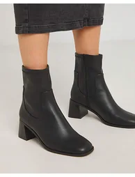 Block Heel Stretch Ankle Boots Ex Wide - 3