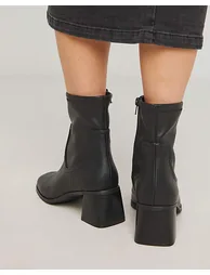 Block Heel Stretch Ankle Boots Ex Wide - 2