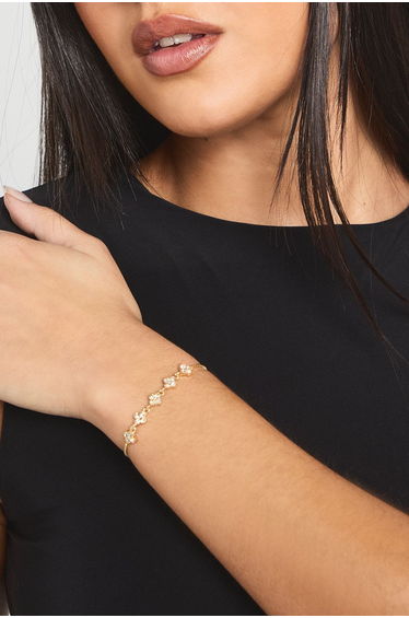 Embellished Clover Toggle Bracelet - gold