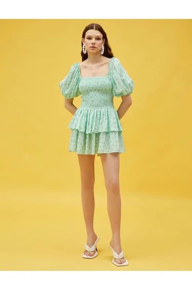 فستان سكاتر قصير بتصميم بشكل A بطبعة أزهار