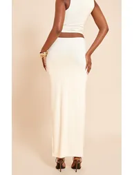Cream Chiffon Floaty Drawstring Maxi Skirt - 2