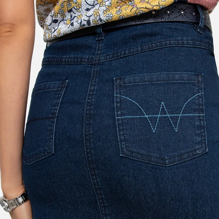 Stretch Denim Straight Skirt - 2