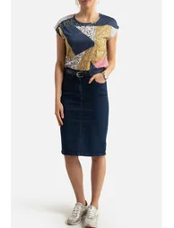 Stretch Denim Straight Skirt