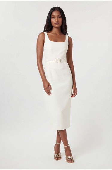 Compact Stretch Tailored Pencil Midi Dress