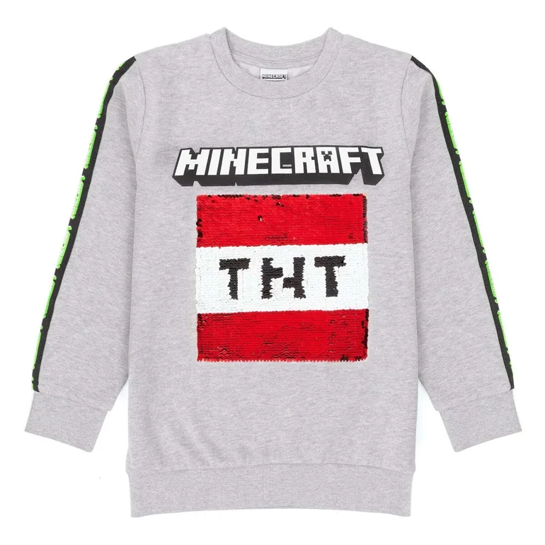 Minecraft Childrens/Kids Sequin Flip Sweatshirt - Grey - 1