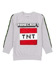 Minecraft Childrens/Kids Sequin Flip Sweatshirt - Grey - 1