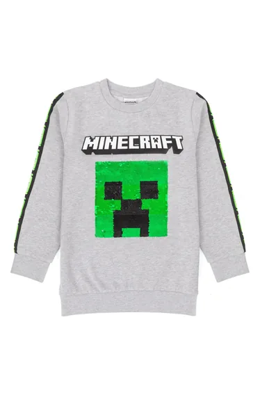 Minecraft Childrens/Kids Sequin Flip Sweatshirt - Grey