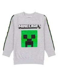Minecraft Childrens/Kids Sequin Flip Sweatshirt - Grey